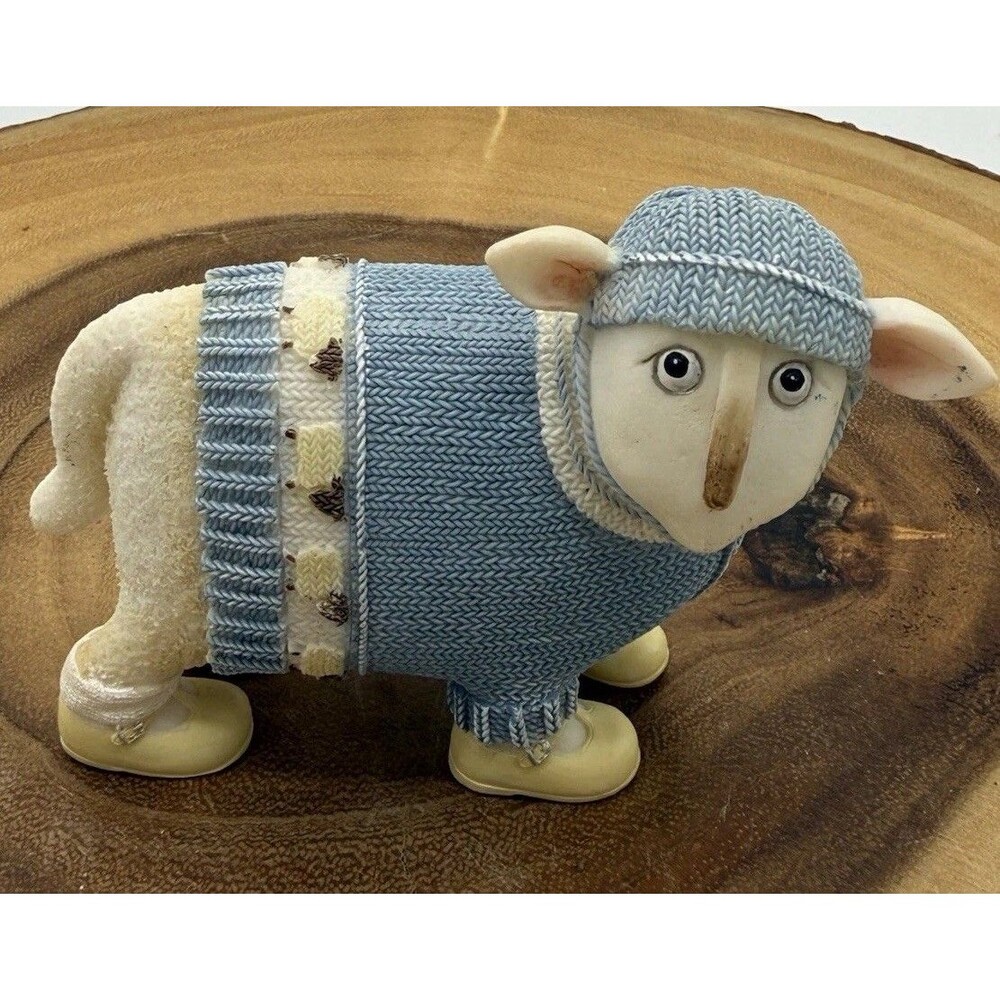 Enesco Ewe and Me Sheep “Jack” #A8428 3” Blue Sweater & Hat Wearing Shoes